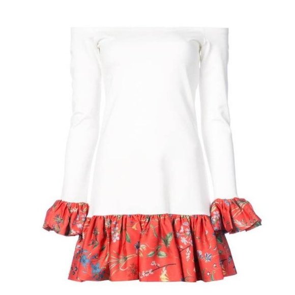 Alexis Estelle Off-the-Shoulder Flounce Mini Dress / Size XS / Bell Cuff - Picture 4 of 15